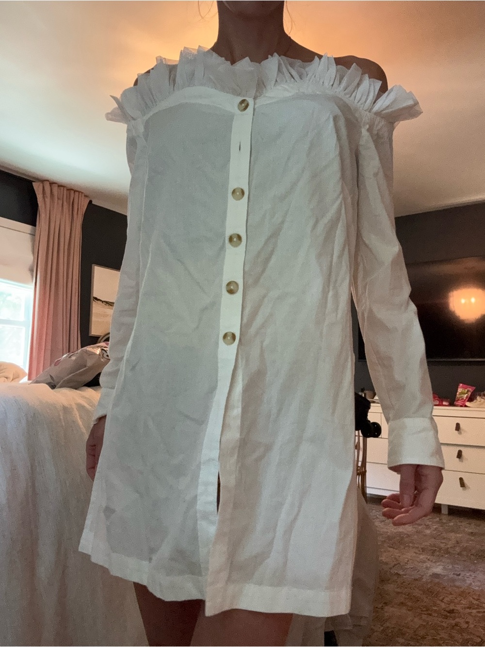 Anthropologie Maeve White Ruffled Top
